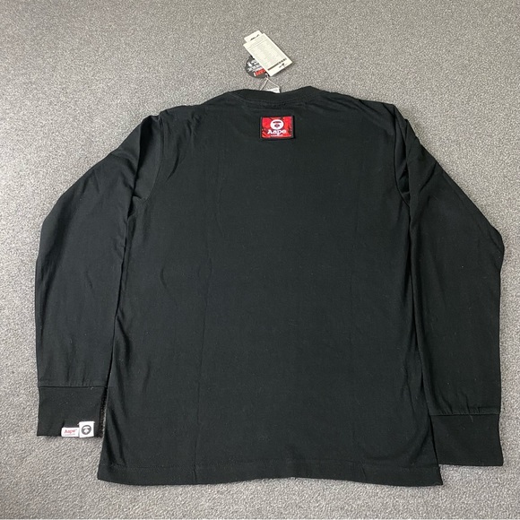 AAPE BY A BATHING APE Black Printed Men’s Long Sleeve T-Shirt Size Small - Picture 7 of 14